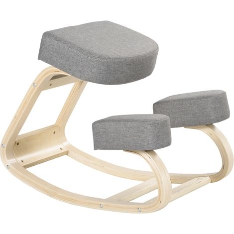 Tabouret ergonomique à genoux en bois de bouleau gris, charge maximale 120 kg (1/5)