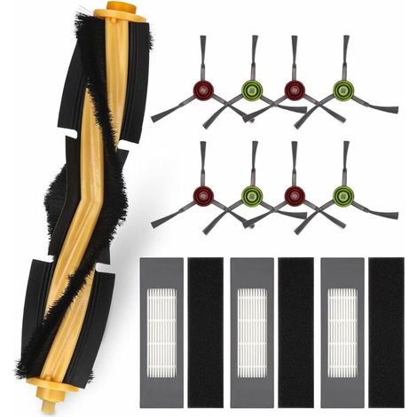 Accessori per filtri spazzola di ricambio per Ecovacs Deebot Ozmo T5 T8 Set di accessori 1 spazzola principale, 3 filtri Hepa, 8 spazzole laterali (1/5)