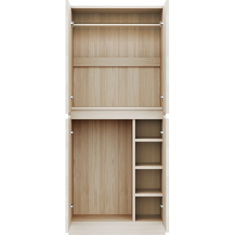 Armoire 70 × 40 × 170 cm, design à deux portes avec petit compartiment de rangement, coloris bois (1/5)