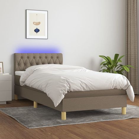 Boxspringbett mit Matratze & LED Taupe 90x190 cm Stoff