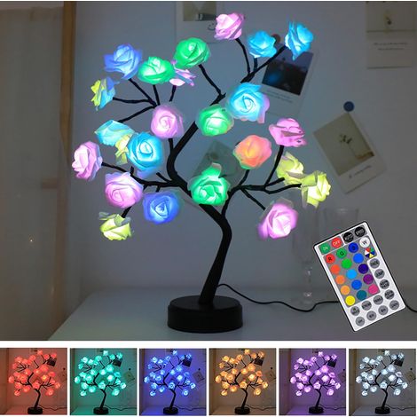 Lampe Table Arbre À Roses - LED RGB 17 Couleurs - Branches Réglables - Base Stabile - 12 x 50 cm - 1 Pièce (1/5)