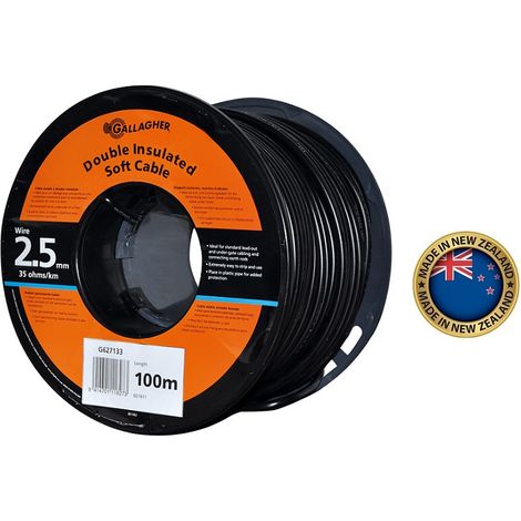 Cavo a Doppio Isolamento GALLAGHER 2,5 mm L.100 m 35 Ohm/Km per Messa a Terra di Recinti Elettrici