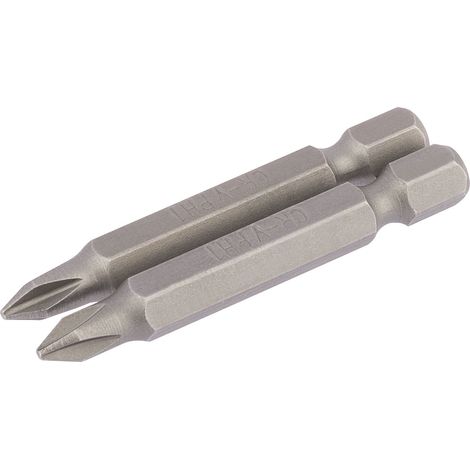Draper 2-Piece 50mm No. 1 Cross Slot (E-Shank) Insert Bits with 1/4" Hex Drive (1/5)