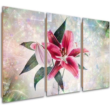 Quadro deco panel 3 paneli, Lily rosa - 90x60 (1/5)