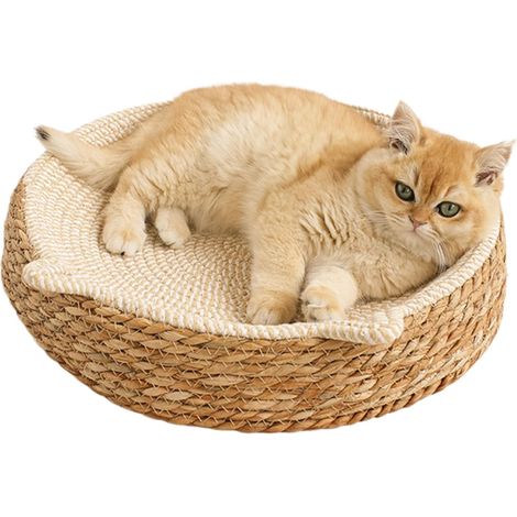 Griffoir Rond Chat Coussinet Respirant Tapis grattoir en corde de coton design oreilles de Protection Meubles, Soin Griffes, Anti-Ennui (1/5)