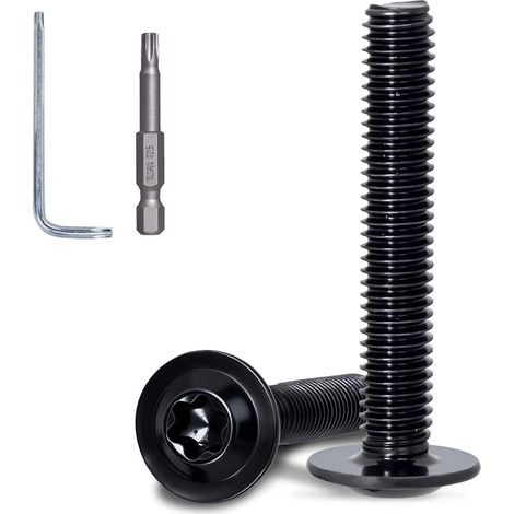 40 Pièces Vis Torx avec Collerette M5 x 30 mm Vis Tete Bombee Inox 304 Finition Noire Zinguée Boulons à Métaux avec Clé et Embout T20 pour PC Modélisme et Meubles (1/5)