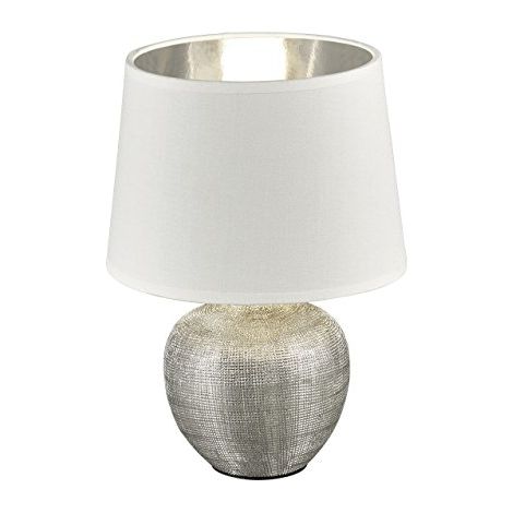 Lampada da tavolo Luxor argento ceramica E14 26cm bianco
