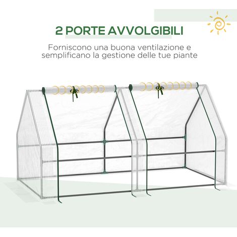 Kit de serre de jardin blanche 180x90x90 cm, armature en acier renforcé et bâche polyéthylène résistante (1/5)