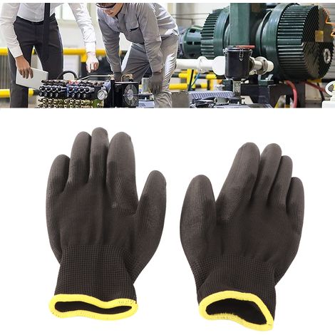 Antistatisch beschichtete Nylonhandschuhe mit PU-getauchter Handfläche und rotem Rand, 10 Paar, schwarz, 8M. (1/5)