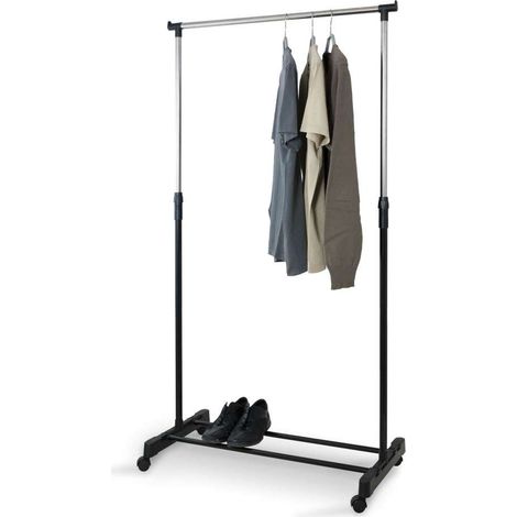 DOMO PAK LIVING Stander appendiabiti con ruote e tubi telescopici, singola barra appenderia (1/5)