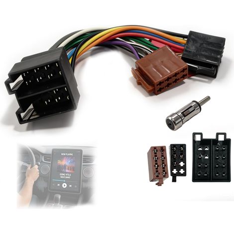 Adaptateur Autoradio Universel pour Voitures, Kit d'Adaptation Radio avec Antenne DIN ISO, Connecteurs Klemme 15 + 30, Câble de Verlängeration Steckbar (Type 1) (1/5)