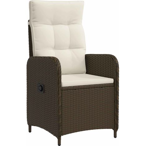 Reclining Garden Chair Brown and Cream White vidaXL