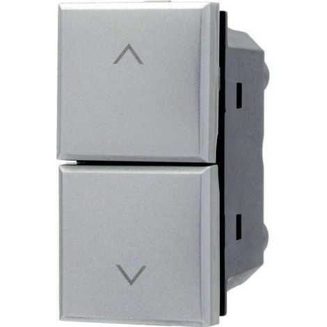 TRADE SHOP - Pulsante Doppio Saliscendi 1p+1p Silver Compatibile Con Bticino Axolute - (1/2)