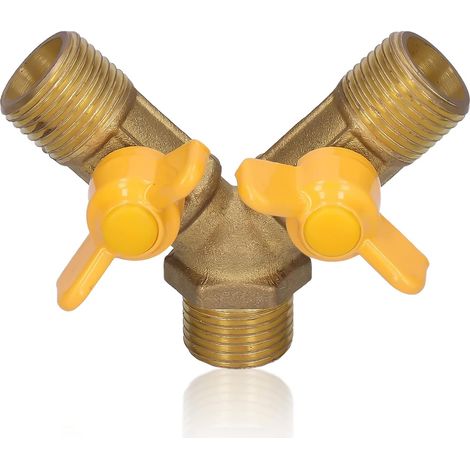 Vanne à 3 Voies G 1/2 Raccord Y Laiton, Vanne de Contrôle pour Gaz avec Robinet Diviseur