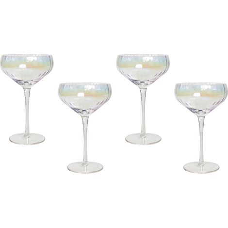 Set de 4 Soucoupes à Champagne Soufflées à la Main 30 cl Finition Iridiscente Morganite (1/5)