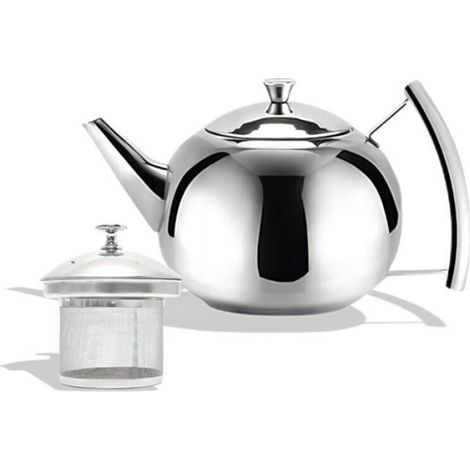 Théière en acier inoxydable avec passoire, cafetière bouilloire avec couvercle et poignée, thé biologique en vrac idéal de tous le (1/5)