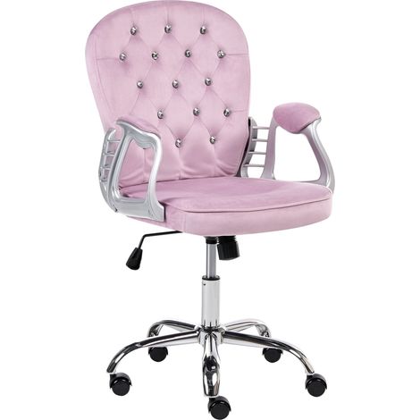 Office Chair Light Violet Velvet Gas Lift Height Adjustable Button with Tufted Backrest and Full Swivel PRINCESS