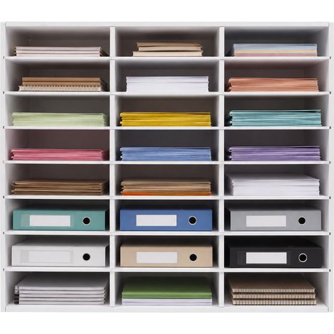 Organiseur de documents en PVC à 24 compartiments, porte-documents de bureau, boîte aux lettres de bureau, blanc (1/5)