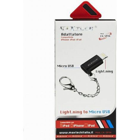 Trade Shop - Adattatore Da Lightning A Micro Usb Compatibilita' Iphone Ipod Ipad Maxtech Ln-5pin - (1/4)