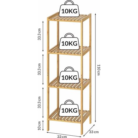 Bamboo Storage Shelf, 4-Tier, 110x33x33cm, Durable (1/5)