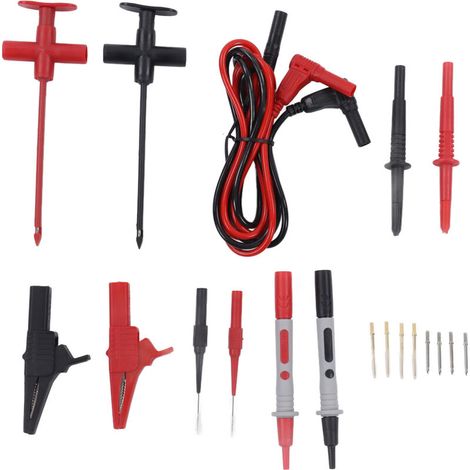 Kit de cordons de test pour multimètre, pinces crocodiles, fiches bananes, câble de test, kit de réparation électrique automobile (1/5)