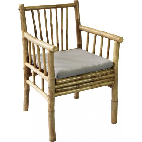 Poltrona sedia da esterno con cuscino imbottito e struttura in bamboo Capri (1/5)
