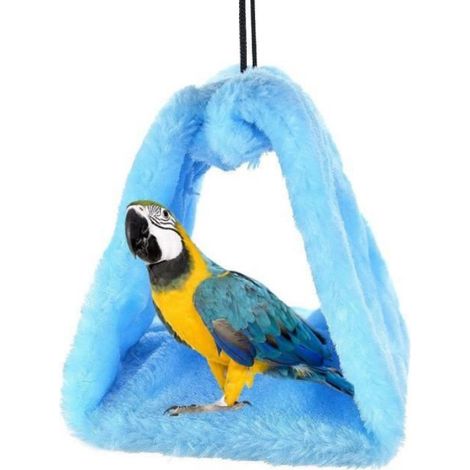 1 Hamac pour oiseau,Nid en velours,Couleur bleue,Taille moyenne,Accessoire cage perroquet (1/4)