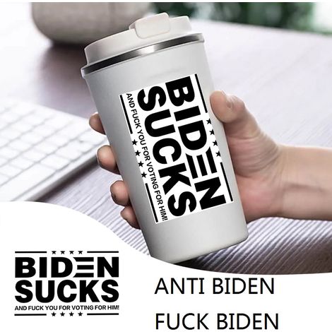 Lot de 100 autocollants créatifs "Fuck Biden" 8x5cm, stickers humoristiques résistants pour voiture, ordinateur, bouteille, décoration murale. (1/5)