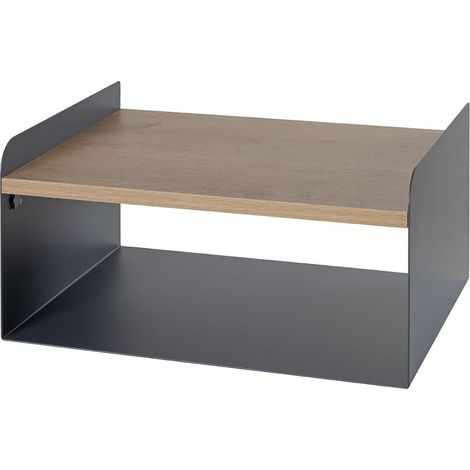 Etagère murale 2 niveaux coloris Chêne / anthracite - Longueur 40 x Profondeur 30 x Hauteur 20 cm (1/5)