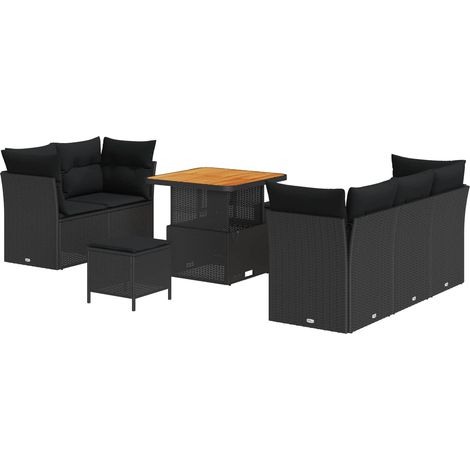 Maison Exclusive - Conjunto de sofá de jardín 8 pcs Negro ratán s