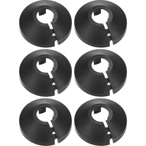 Set di 6 copritubi decorativi, per tubi dell'acqua con flangia di diametro esterno di 12 mm, copritubo di scarico per radiatore/tubo di scarico dell'acqua [Nero] (1/5)