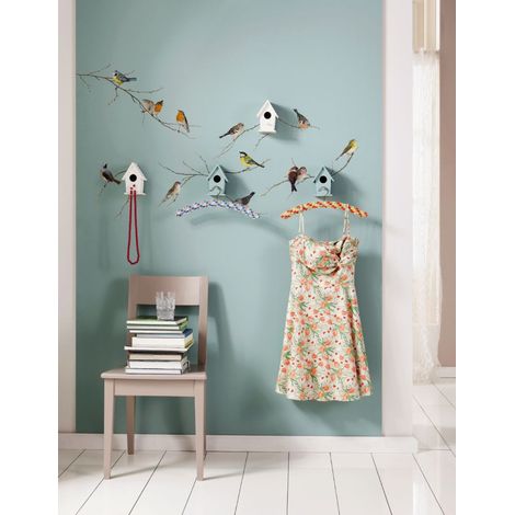 Sticker mural 12 oiseaux sur des branches - 50x70 cm (1/3)