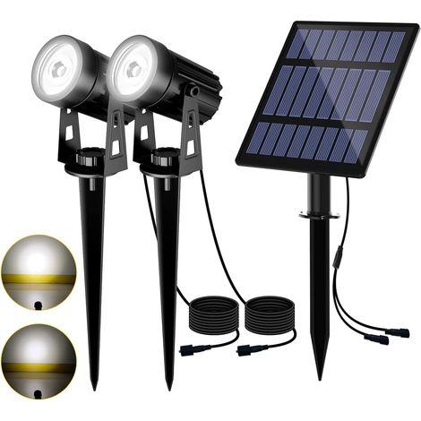 Faretto solare da giardino 2 in 1 per uso esterno, 2 modalità di illuminazione, impermeabile IP65, cavo da 3 metri, illuminazione solare da giardino (1/2)