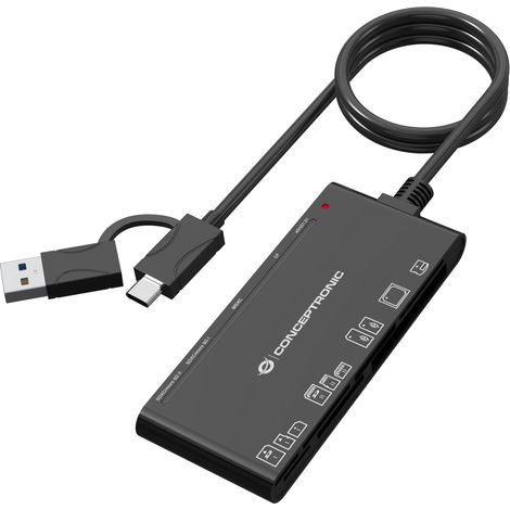 CONCEPTRONIC Kartenleser USB-A/-C3.2-7-in-1 schwarz
