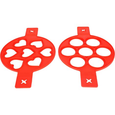 Lot de 2 moules à œufs et crêpes en silicone antiadhésif à 7 trous pour la cuisine et la pâtisserie maison. Accessoires de cuisine (1/5)