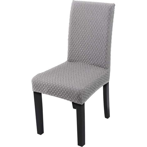 Modern removable stretch chair covers in silver fox velvet - Washable covers with elastic for wedding banquet decoration, Fabric, B-Grey, 50cm-60cm (1/5)