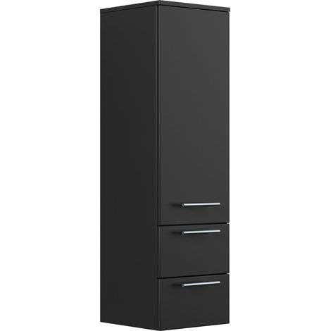Hochschrank 120 cm schwarz mit Glaseinlagen (1/4)