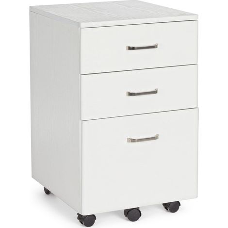 Bürokommode "Nadir" mit Rollen und 3 Schubladen für Schreibtischhöhe 65 cm -Weiß (1/4)