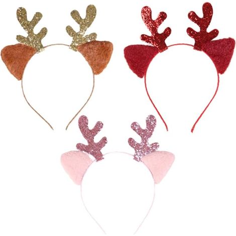 3 Pcs Bandeaux De Bois De Renne Avec Oreilles Ornements De Cheveux De Noël Coiffe Chapeau De Père Noël Chapeaux Enfants Adultes Fête Déguisement Accessoires (1/4)