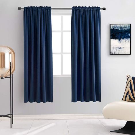 Rideaux occultants et isolants thermiques - conviennent aux salons, chambres, chambres d'enfants, etc. - 1 pièce, 150cm 250 cm, bleu marine (1/3)
