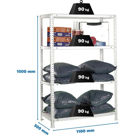 Simonrack Metallregal Weiß 4 Ebenen Robust