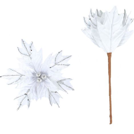 Décoration Arbre De Noël Floral En Tissu Avec Paillettes Et Tige, 22 Cm, Pièce Unique-KZQ (1/2)