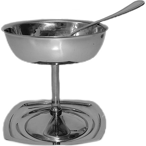 Coppa da gelato granita con cucchiaio e piattino sotto bicchiere in acciaio inox 18/10 per bar pub ristoranti eleganti 18pz (1/5)