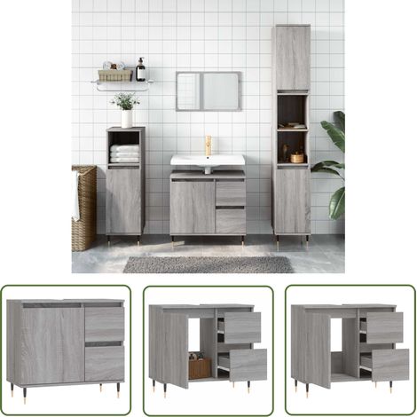 Maison Exclusive Badschrank Grau Sonoma 65x33x60 cm Holzwerkstoff