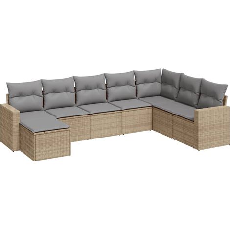 Set Divano da Giardino 8 pz con Cuscini Beige in Polyrattan vidaXL (1/3)