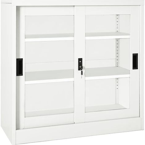 vidaXL Armadio con Ante Scorrevoli Bianco 90x40x90 cm in Acciaio (1/5)