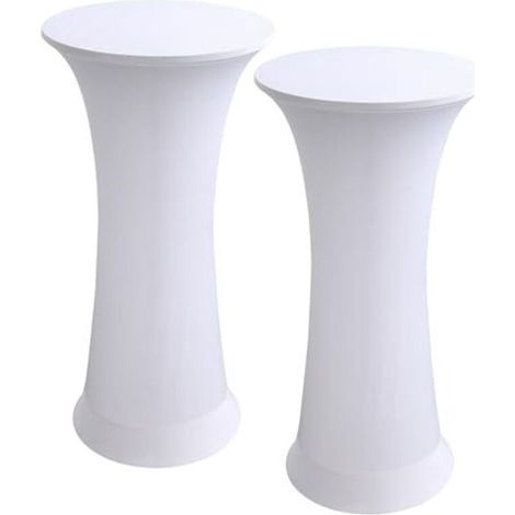 Lot de 2 nappes extensibles pour tables rondes, mariages, banquets, anniversaires, fêtes (blanc, lot de 2 - Ø 60-65 cm)