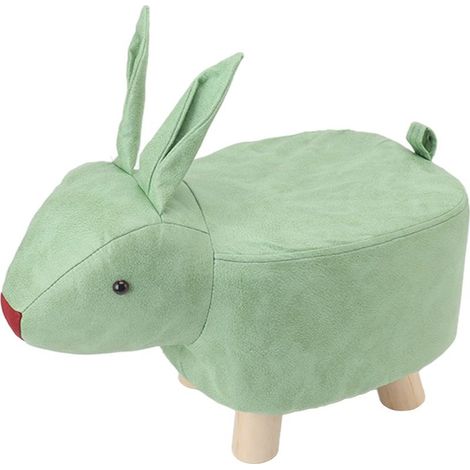 Tabouret in shape of animals of drawing animated for enfant, home, salon, cute repose-feet in wood for room of sets, yard, green (1/5)
