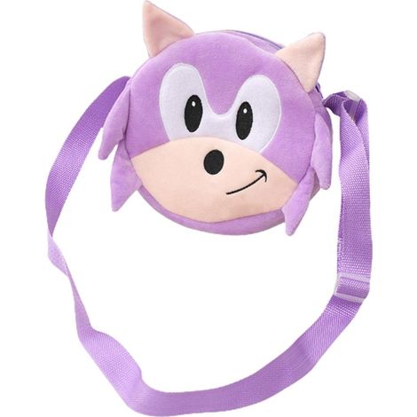 Sac à dos en peluche personnage animé mignon, sac à main jouet avec sangle réglable pour enfants, cadeau anniversaire Noël Halloween violet (1/5)