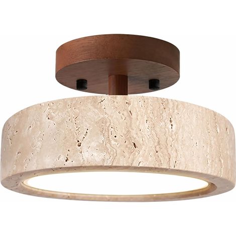 Plafonnier LED Effet Travertin 20 cm, Lampe de Plafond à Lumière Chaude, Luminaire Intérieur à Intensité Réglable pour Chambre (1/5)
